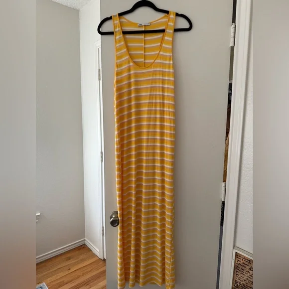 Zara | Dresses | Zara Yellow And White Striped Dress | Poshmark